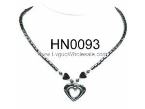 Hematite Heart Pendant Beads Stone Chain Choker Fashion Women Necklace